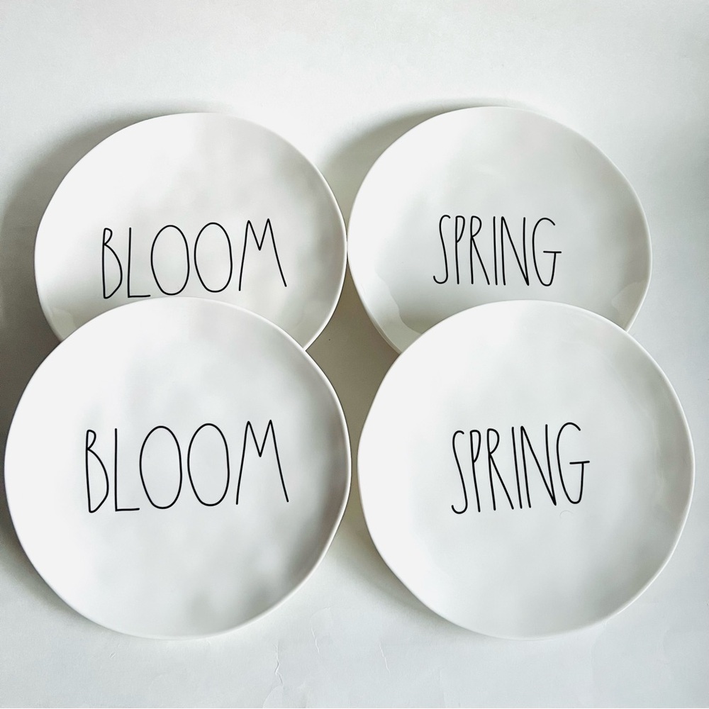 Rae dunn set of 4 spring bloom melamine dinner plates